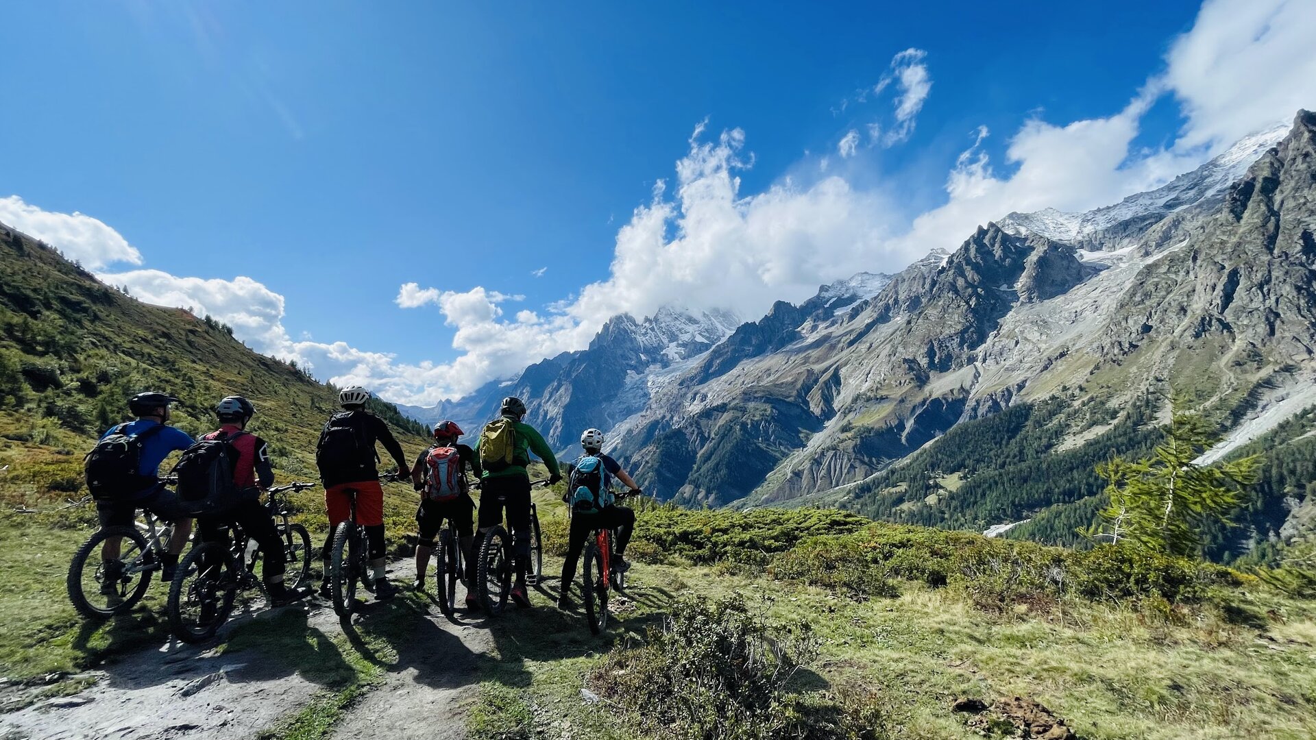 Die Mountainbikeabteilung der DAV Sektion Augsburg | © Mountainbikeabteilung DAV Augsburg 5 Personen fahren auf einem Waldweg im Sommer mit dem Mountainbike | © Mountainbikeabteilung DAV Augsburg