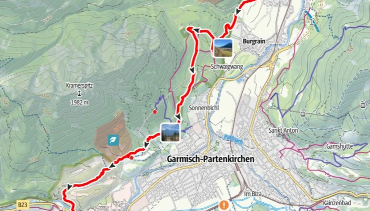 Routenverlauf Kramerplateauweg | © DAV Augsburg Senioren