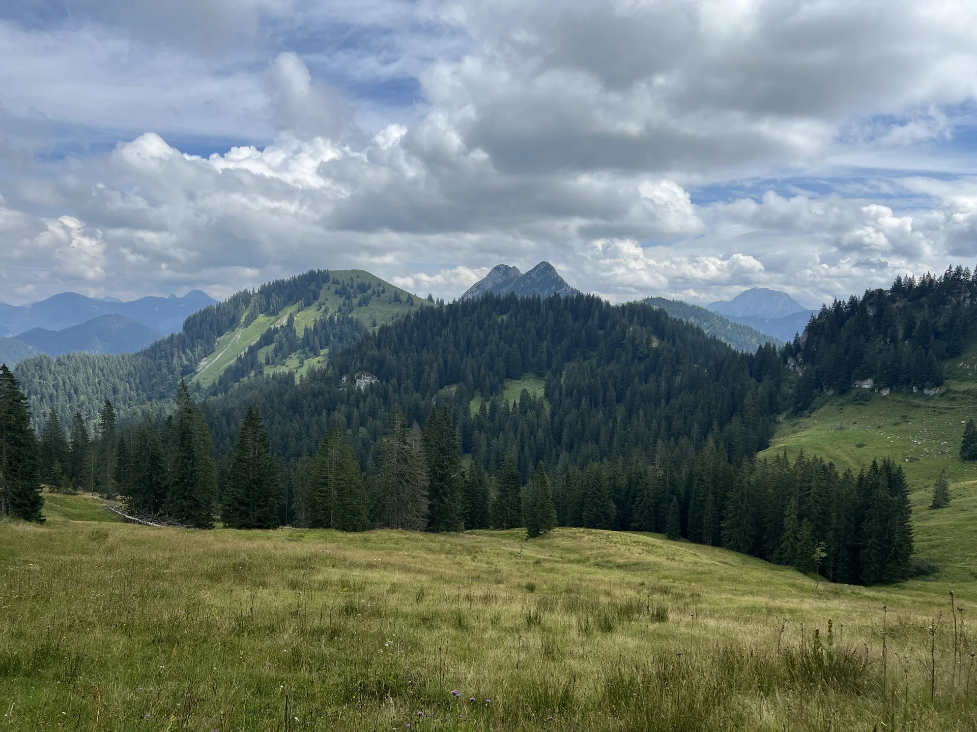 Blick von Maria Eck auf Roß- und Buchstein | © DAV Augsburg Senioren