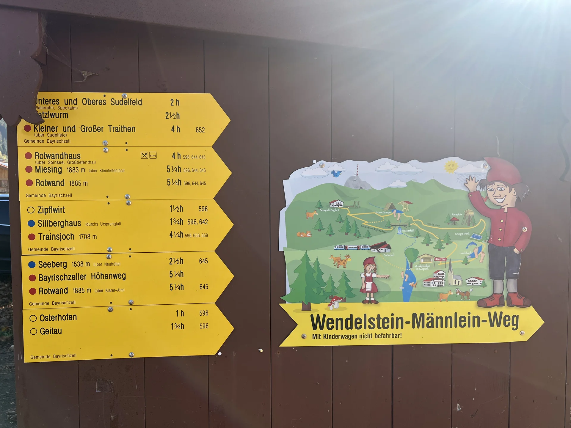 Wegweiser am Bahnhof Bayrischzell | © DAV Augsburg Senioren