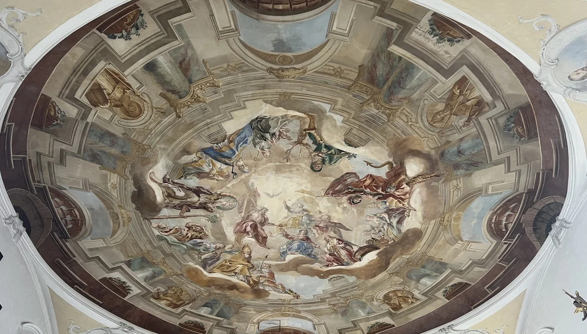 Druisheim - Kirche St. Vitus, Inneres, Deckenfresko von Matthäus Günther | © DAV Augsburg Senioren