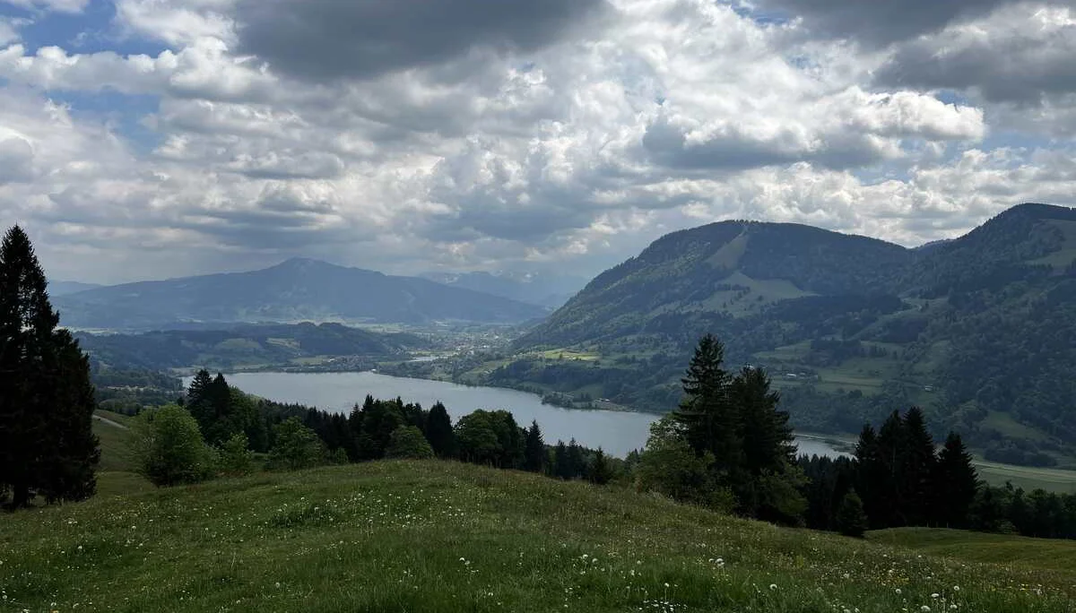 Zwischen Thaler Höhe und Siedelalpe - am Aussichtspunkt Alpseeblick, Blick auf Alpsee, Immenstädter und Gschwender Horn | © DAV Augsburg Senioren