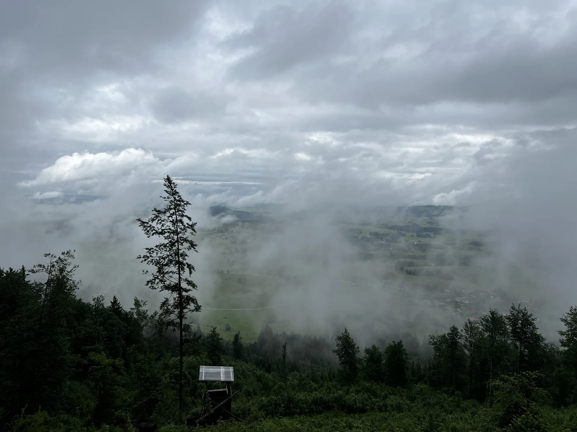 Aufstieg zum Zirmgrat - durch Wolkenlöcher zeigt sich das allgäuer Voralpenland | © DAV Augsburg Senioren