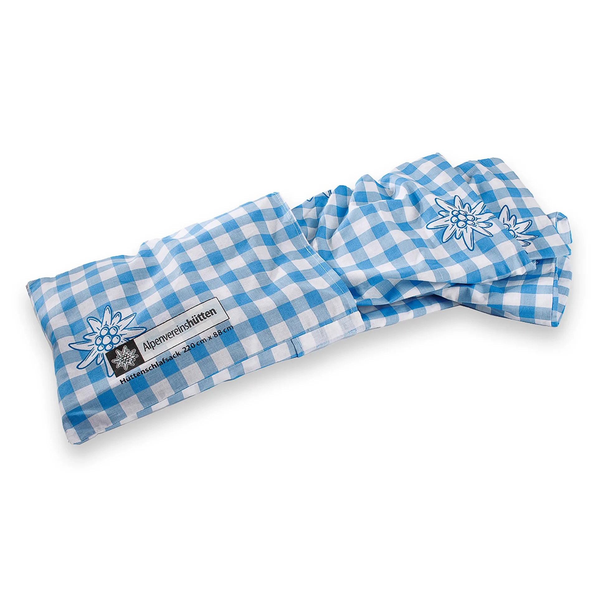 DAV Hüttenschlafsack blau-weiß kariert | © Deutscher Alpenverein e.V.
