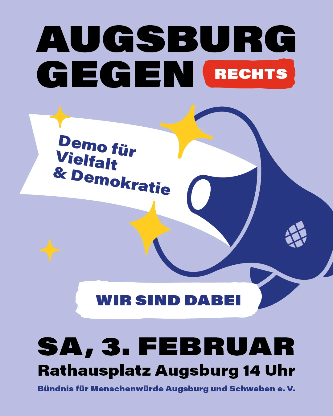 Demo gegen Rechts 3. Februar 2024 | © Bündnis für Menschenwürde Augsburg und Schwaben e.V.