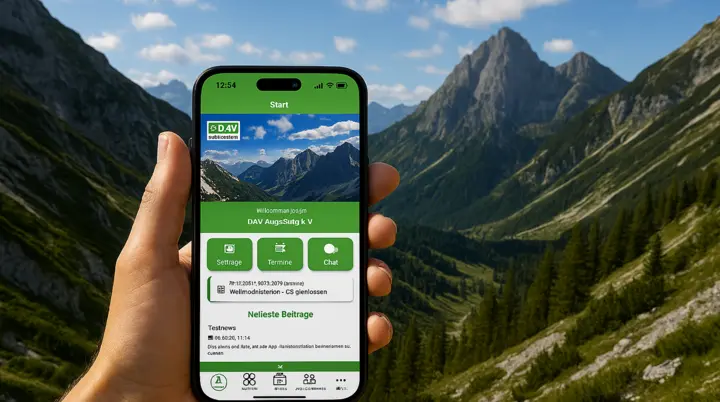 Beispielbild der VereinsApp des DAV Augsburg | © KI generiertes Bildmotiv