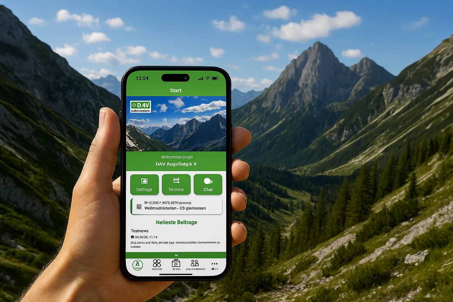 Beispielbild der VereinsApp des DAV Augsburg | © KI generiertes Bildmotiv