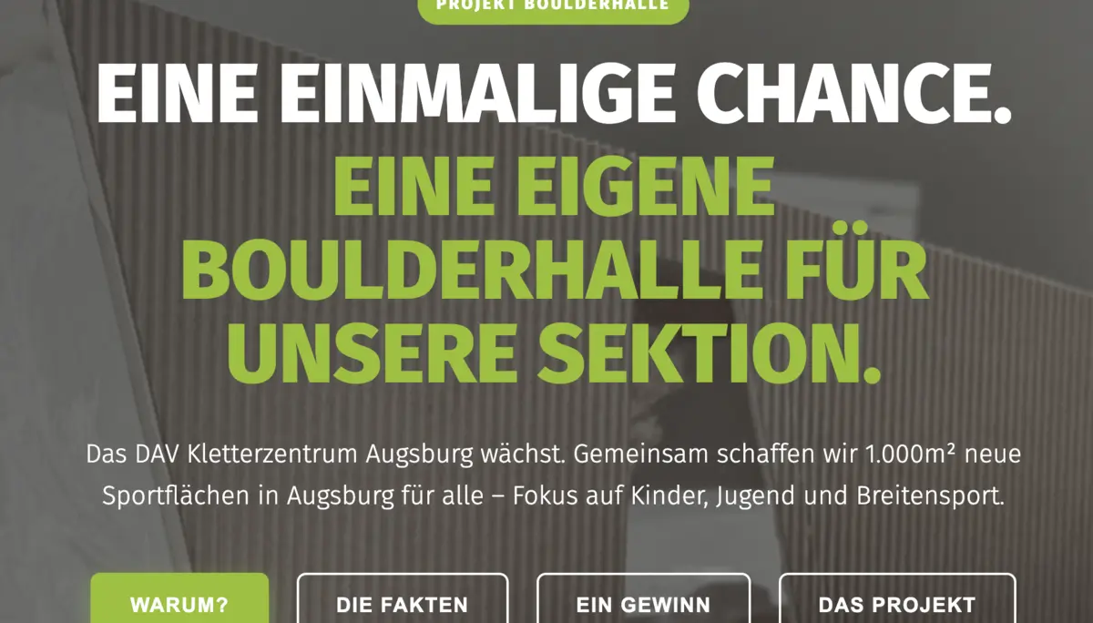 Screenshot MicroSite bouldern.davaux.de | © DAV Augsburg e.V.