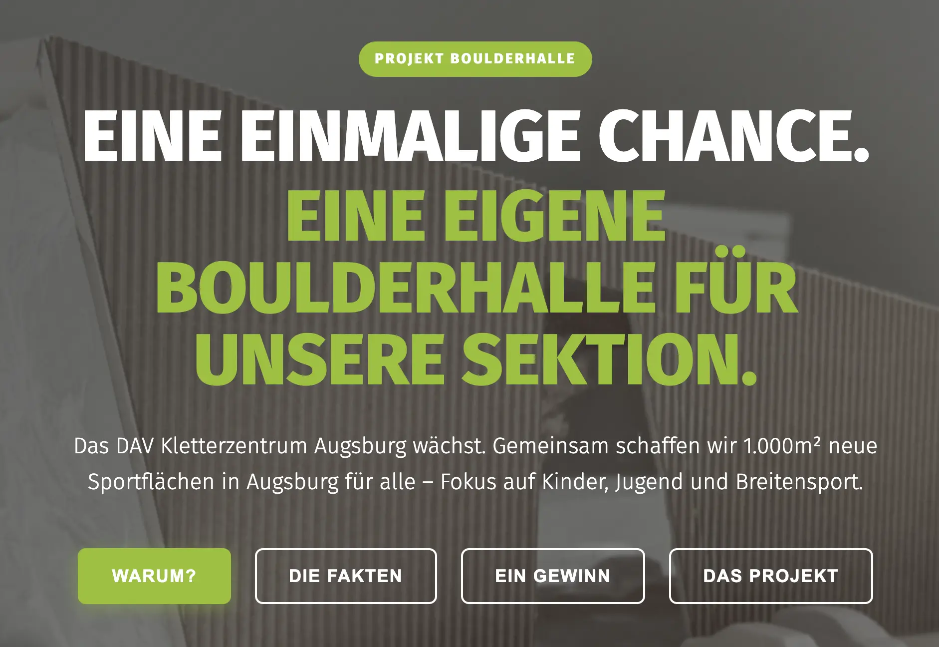 Screenshot MicroSite bouldern.davaux.de | © DAV Augsburg e.V.